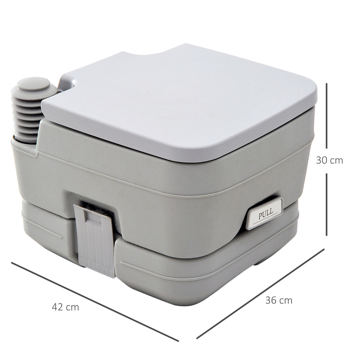 HOMCOM Outdoor-WC, tragbare Toilette, Abfalltank, Spültank, Kunststoff, Deckel, Grau