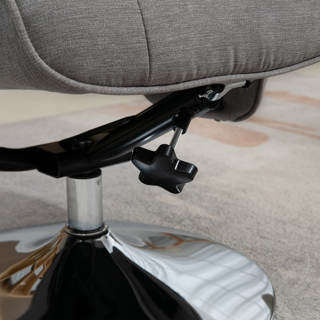 HOMCOM Relaxsessel mit Hocker, drehbar, neigbare Rückenlehne, bis 150 kg, 69 x 71 x 104 cm, Grau