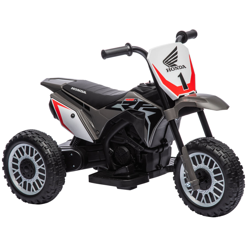 HOMCOM Elektro-Kinder-Crossbike Honda CRF450RL 3 Räder 6V Batterie Kinder 18-36 Monate Grau