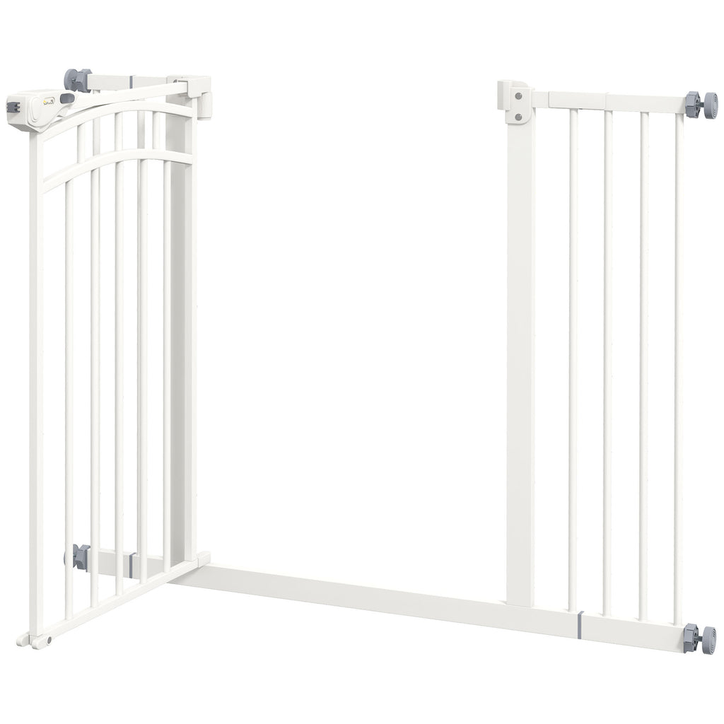PawHut Treppenschutzgitter Hundeschutzgitter, automatisches Schließen, Einhandbedienung,100 cm x 4 cm x 76 cm, Weiß