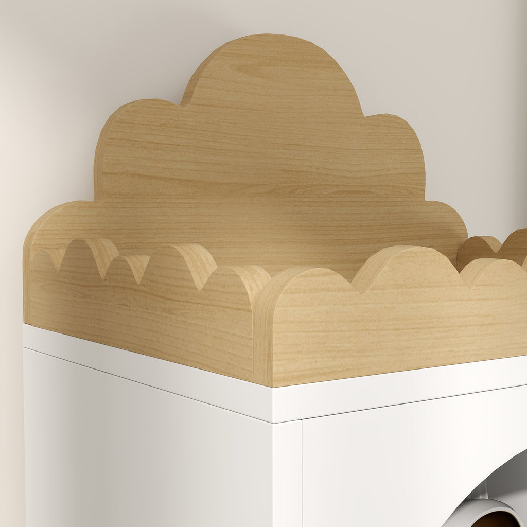 AIYAPLAY Kinderbücherregal mit 3 Ebenen niedliches Wolken-Design für Kinderzimmer Leseecke weiß