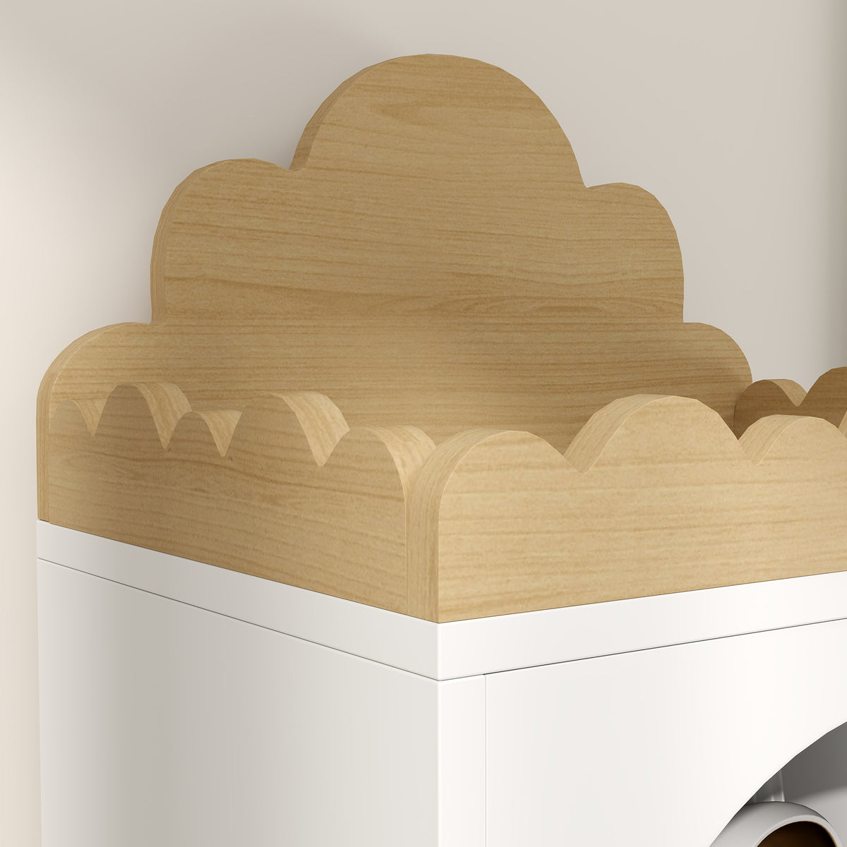 AIYAPLAY Kinderbücherregal mit 3 Ebenen niedliches Wolken-Design für Kinderzimmer Leseecke weiß