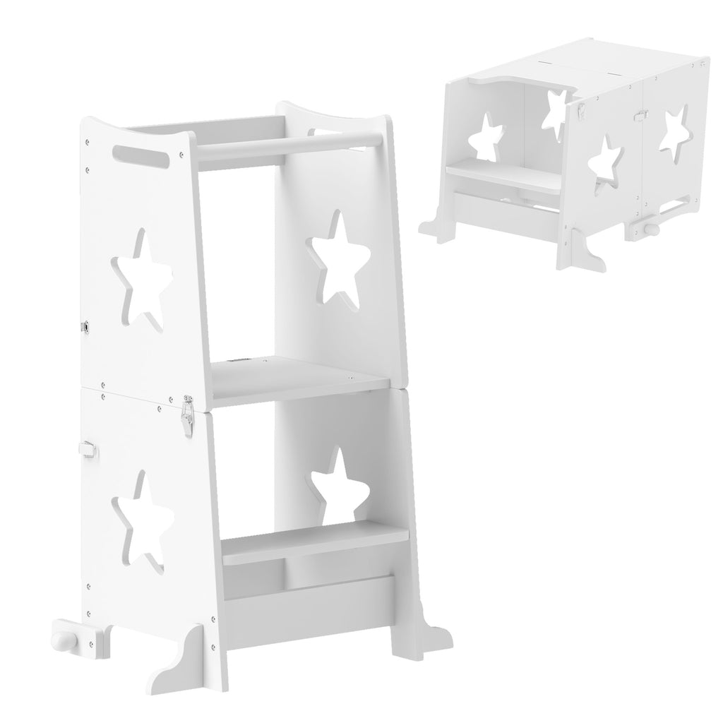 AIYAPLAY Kinder Lernturm Kinderstehtisch trapezförmig 60 x 44,5 x 86 cm weiß
