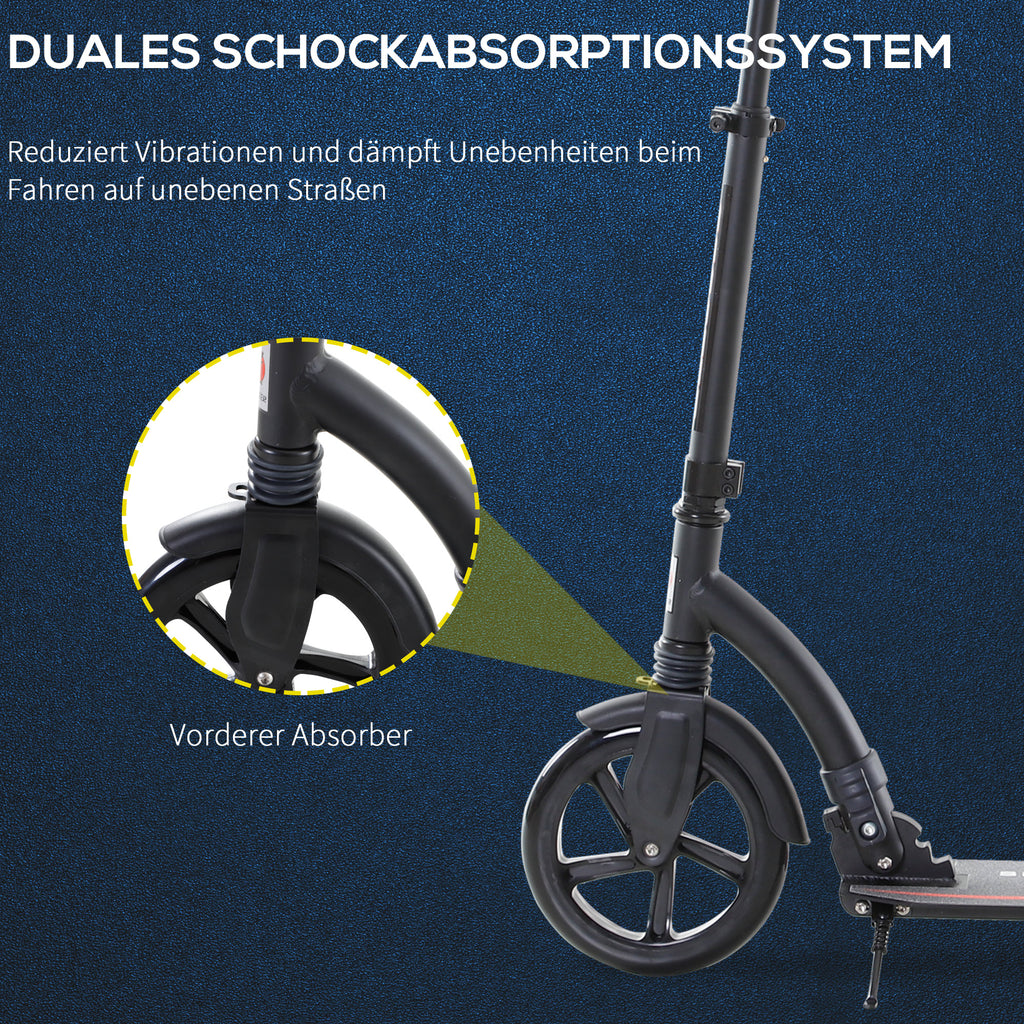 HOMCOM Roller Tretroller Kickscooter Klapproller, klappbar, Stoßdämpfer, ab 14 Jahren, Schwarz