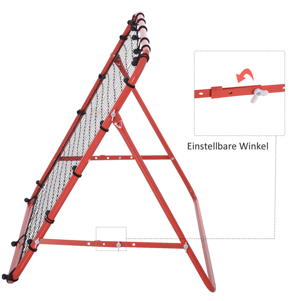 HOMCOM Rebounder für Fußball, Prellwand Rebound Netz, Metallrohr mit PE-Gewebe, Kickback Rückprallwand für Baseball Basketball, Fußballtor für Jugendliche Training 96x80x96cm, Rot