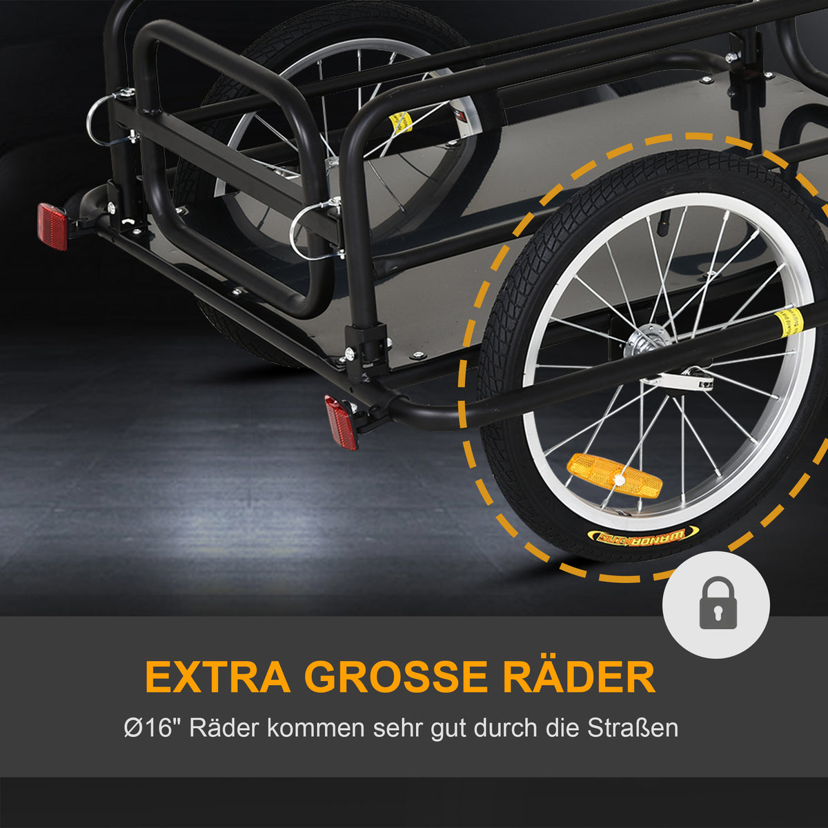 HOMCOM Fahrradanhänger Lastenanhänger für Fahrrad 40 kg Belastbarkeit Transportanhänger Handwagen Kupplung Stahl Schwarz 139 x 71,5 x 49 cm