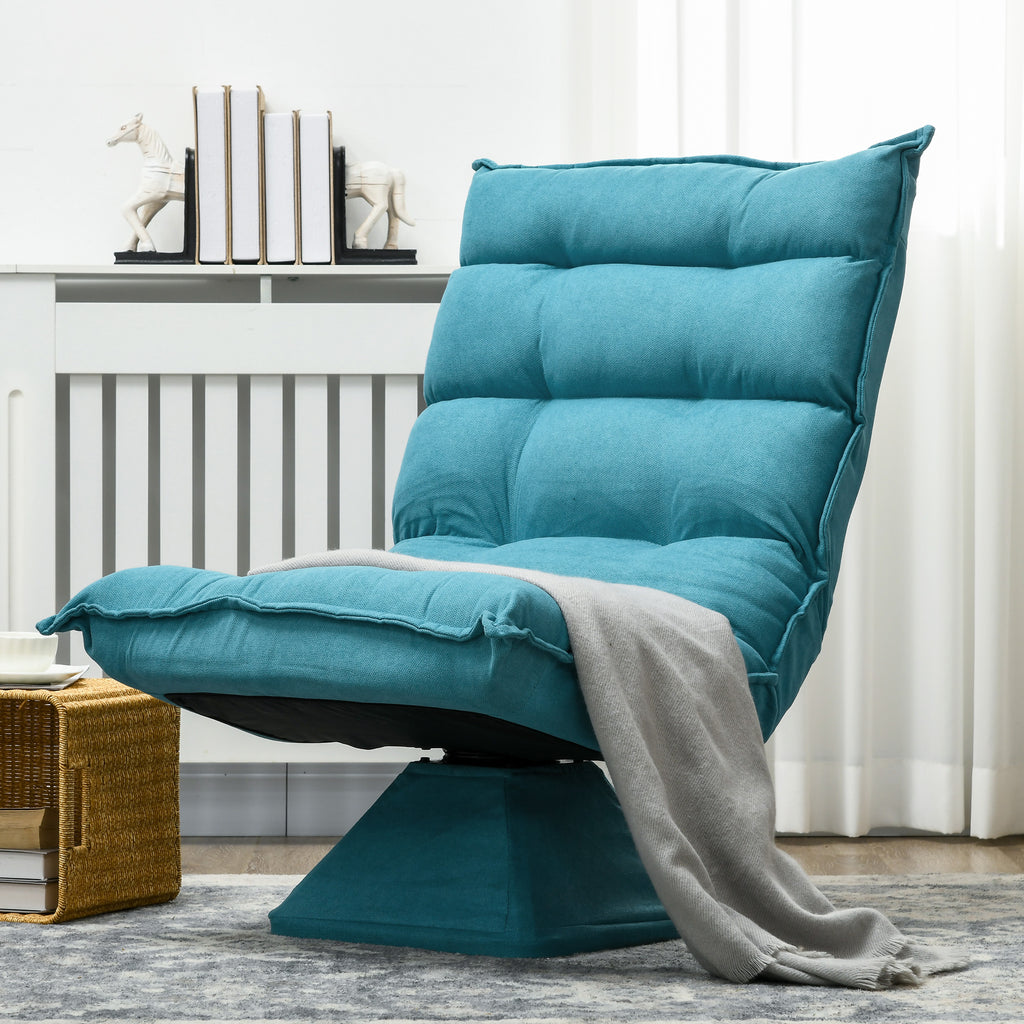 HOMCOM Relaxsessel Lesesessel, drehbar, Samtoptik, 62 cm x 70 cm x 95 cm, Blau