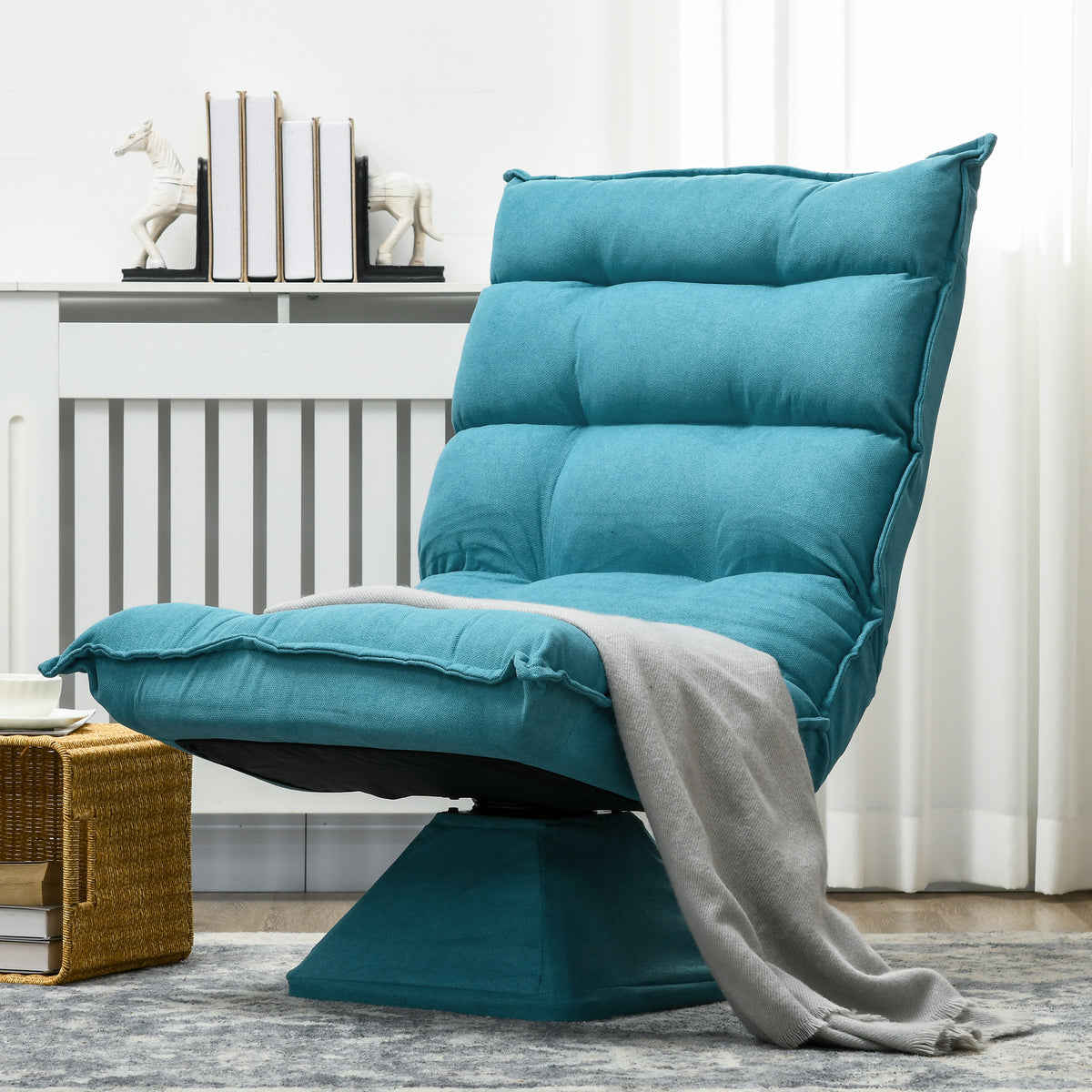 HOMCOM Relaxsessel Lesesessel, drehbar, Samtoptik, 62 cm x 70 cm x 95 cm, Blau
