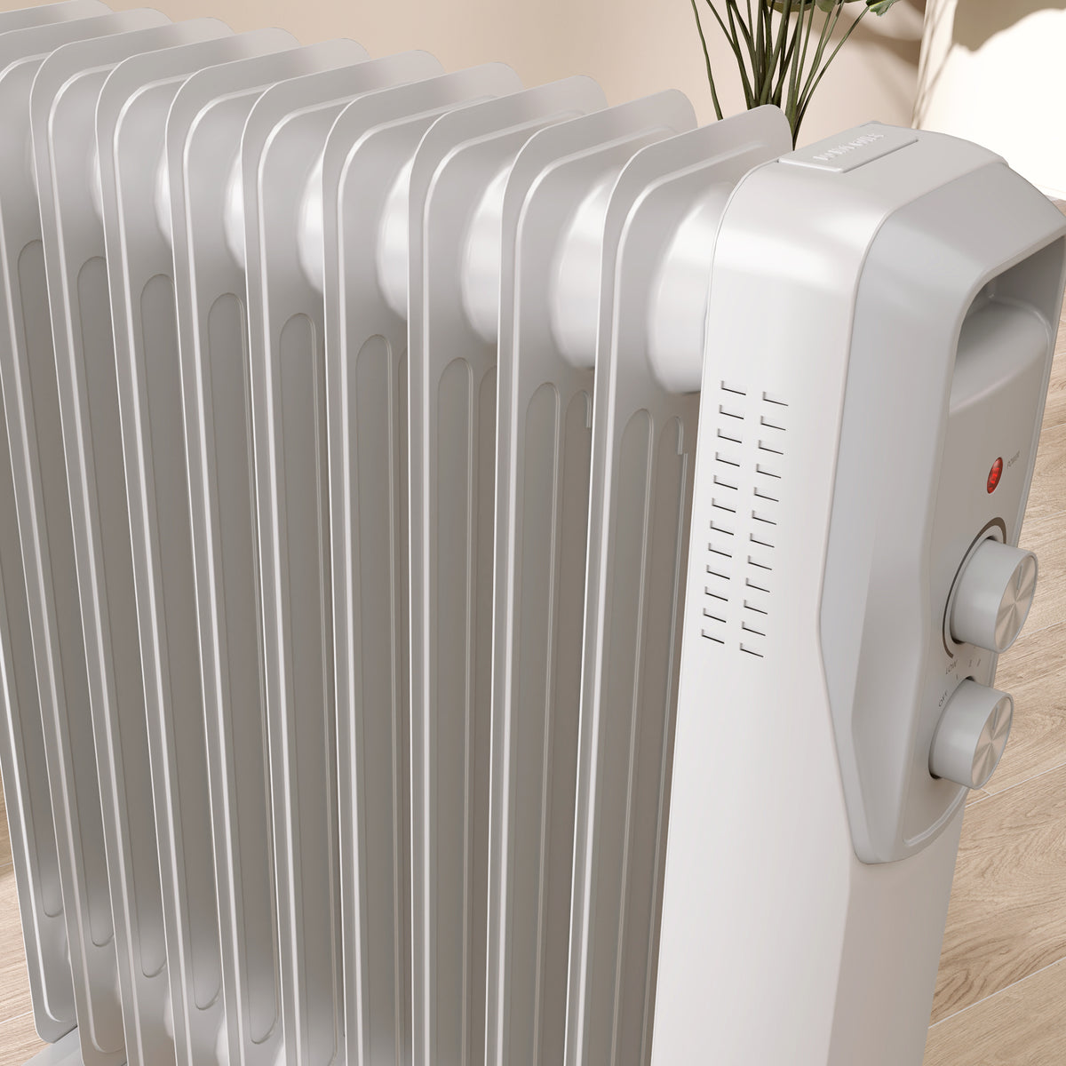 HOMCOM Ölradiator 2500W, leiser elektrischer Heizkörper, 3 einstellbare Wärmestufen, Rollen, weiß