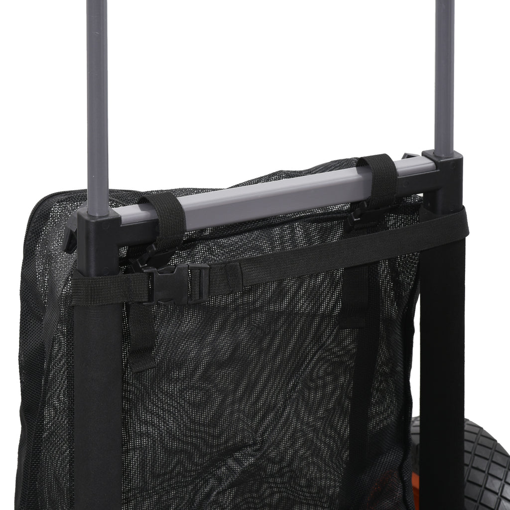 SPORTNOW Strandwagen Pieghevole mit Netzgehäuse, Teleskopgriff und Ständer, 82x67x81 cm