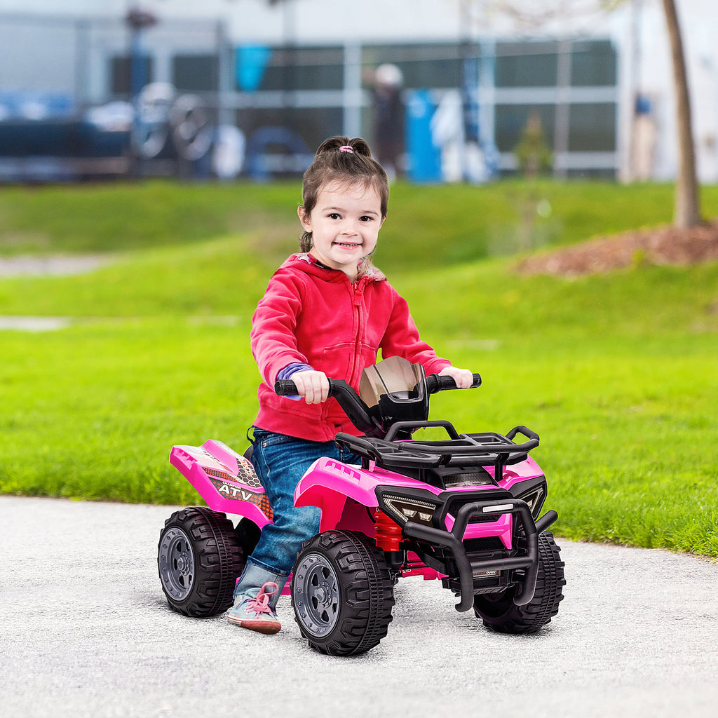 HOMCOM Kinder Quad Elektro 6V Kinderquad mit Vorwärtsfunktion, Musik, Elektro-Quad für Kinder 1,5-3 Jahre Rosa