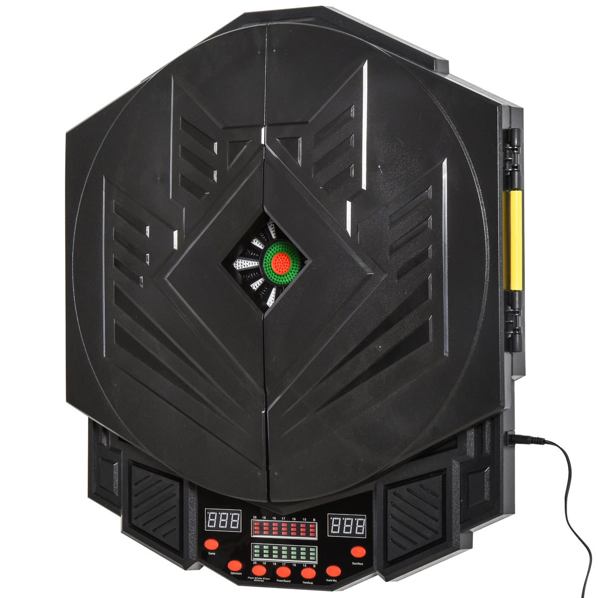 SPORTNOW Elektronische Dartscheibe Dartboard mit Sprachansagen Englische Stimme LED-Anzeigen 12 Darts 27 Spiele 216 Varianten Dartautomat mit Türen Dartscheibe Set für bis zu 8 Spieler
