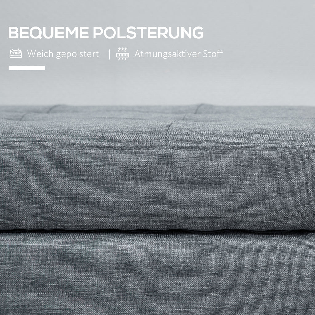 HOMCOM Sitzbank mit Stauraum, Ottomane, Flurbank, Knopfheftung,125,1 cm x 48,9 cm x 41,3 cm, Grau
