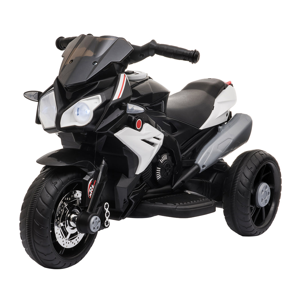 HOMCOM Elektrisches Motorrad für Kinder 3 Jahre 3 Räder 6 V 3 km/h Licht- und Soundeffekte Schwarz