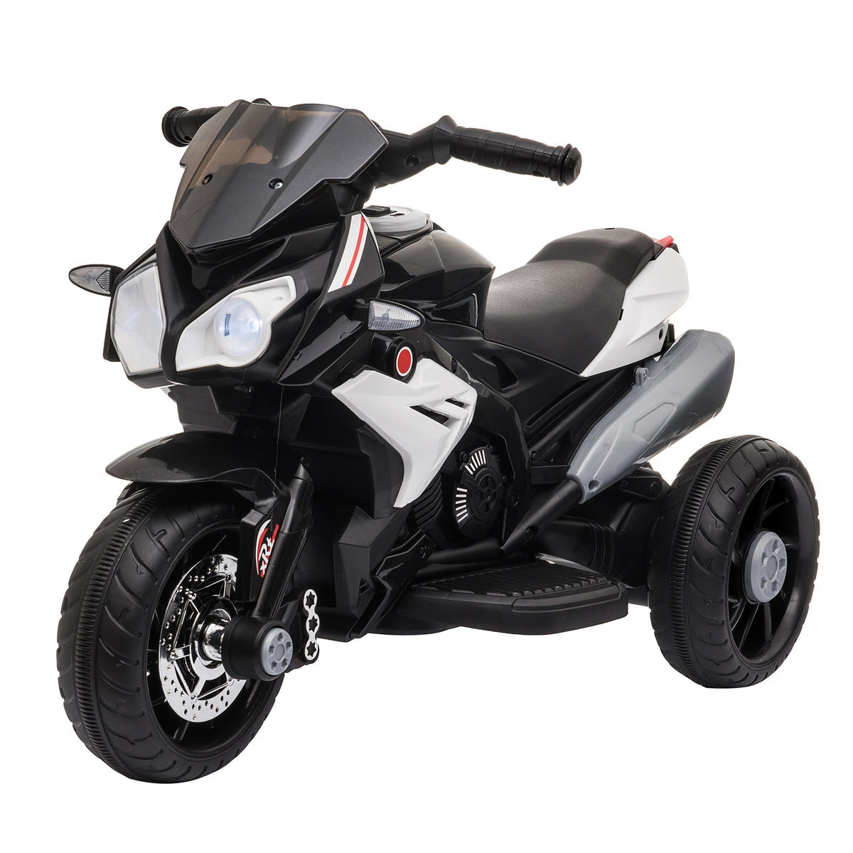 HOMCOM Elektrisches Motorrad für Kinder 3 Jahre 3 Räder 6 V 3 km/h Licht- und Soundeffekte Schwarz