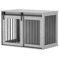 PawHut Hundebox mit Schiebetür, Belüftung, Spanplatte und Stahl, 98 x 58 x 61 cm, Grau