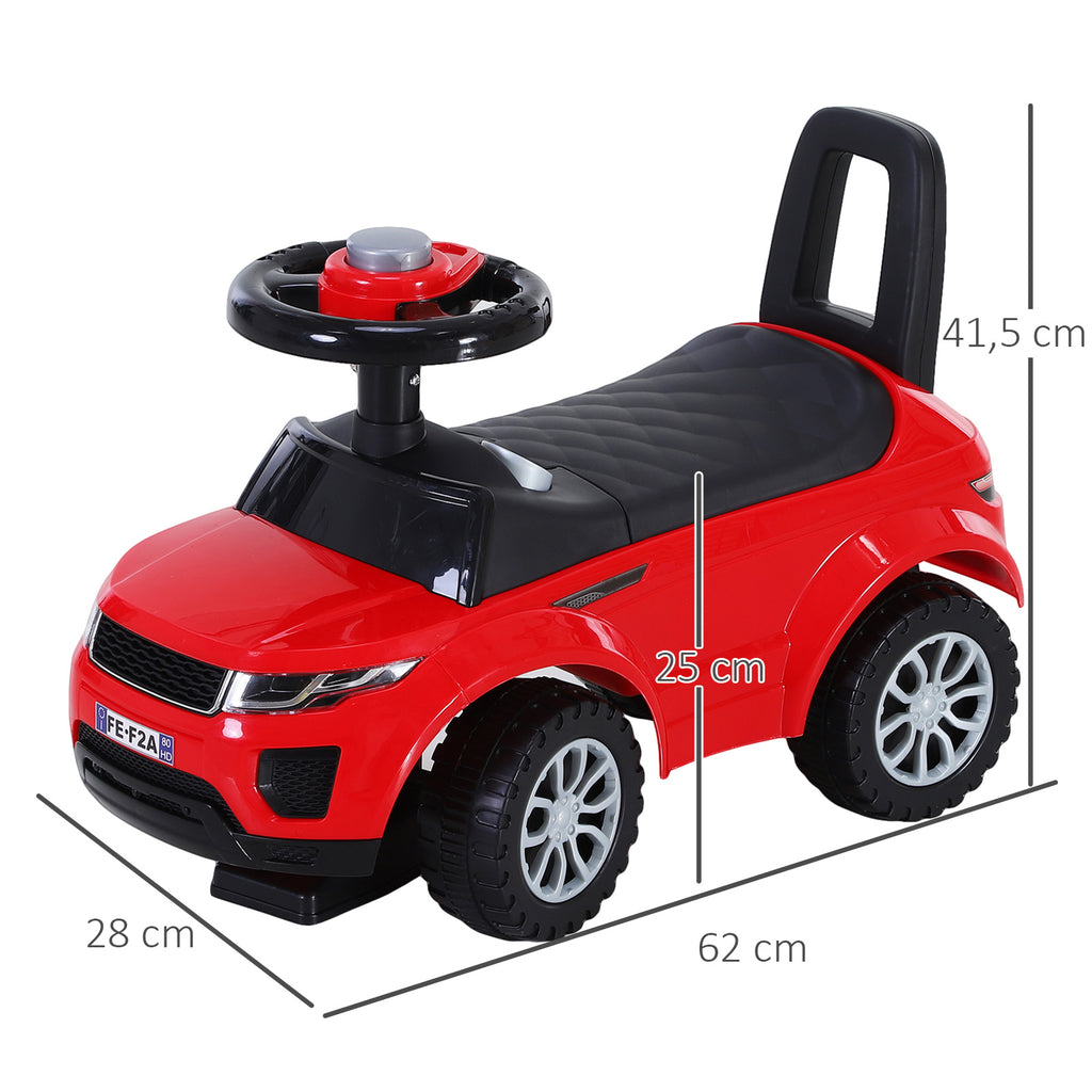 HOMCOM Kinderfahrzeug Lauflernhilfe mit Hupe Stauraum Rutschauto PP Rot 62 x 28 x 41,5 cm