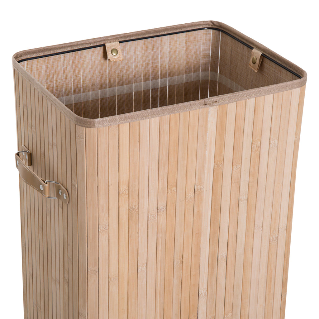 HOMCOM Wäschekorb schmal mit Deckel 72L Wäschesammler mit Griff, herausnehmbarer Wäschesack, Wäschebox für Waschküche Schlafzimmer Badezimmer Natur