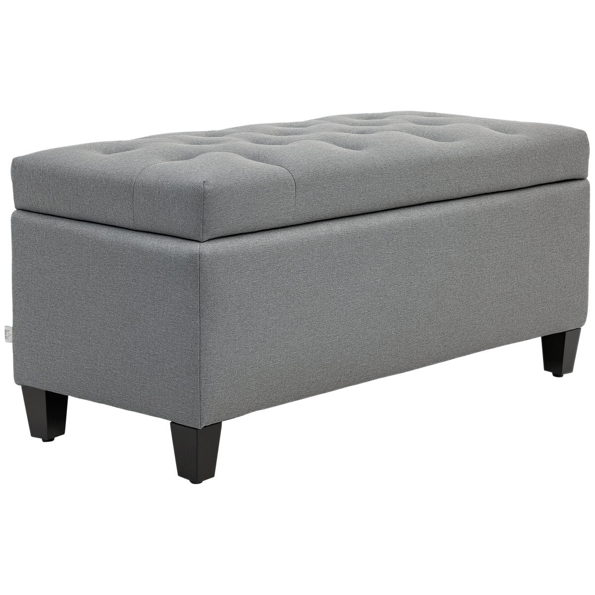 HOMCOM Sitzbank, Polsterbank mit Stauraum, leinenartiges Polyester, Kautschukholz, 100 x 40 x 44 cm, Hellgrau