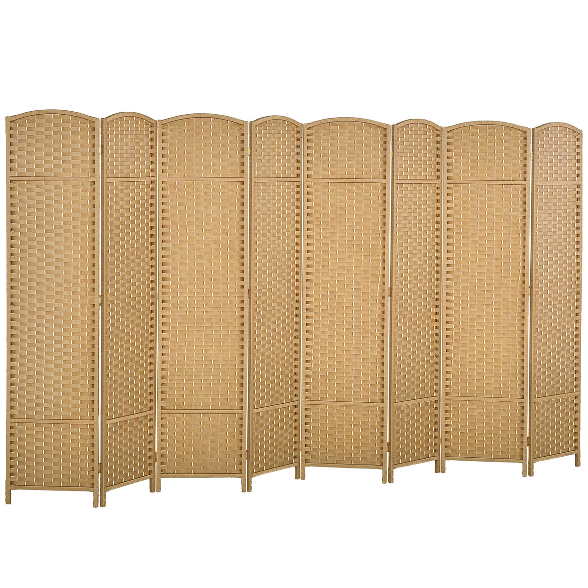 HOMCOM 8-teiliger Raumtrenner, Faltbarer Sichtschutz, Sichtschutzwand für Wohnzimmer, Schlafzimmer, Homeoffice, Natur
