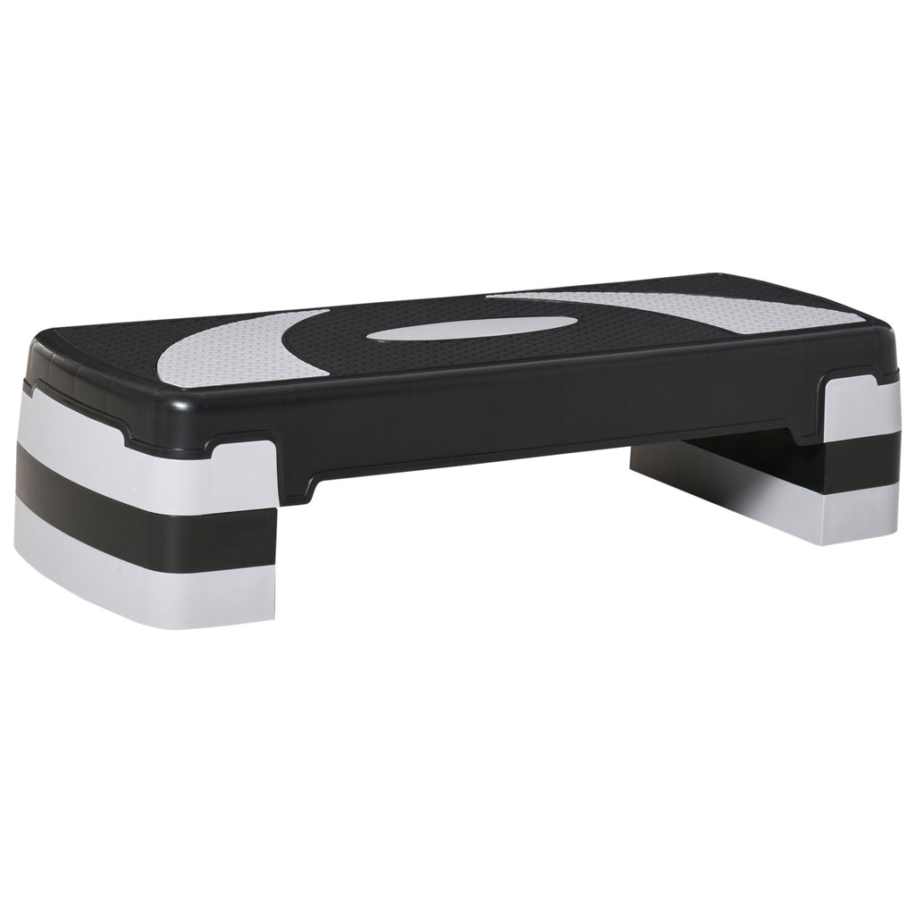 HOMCOM Aerobic-Stepper 3-stufig höhenverstellbar 80 x 31 x 20 cm Schwarz+Grau