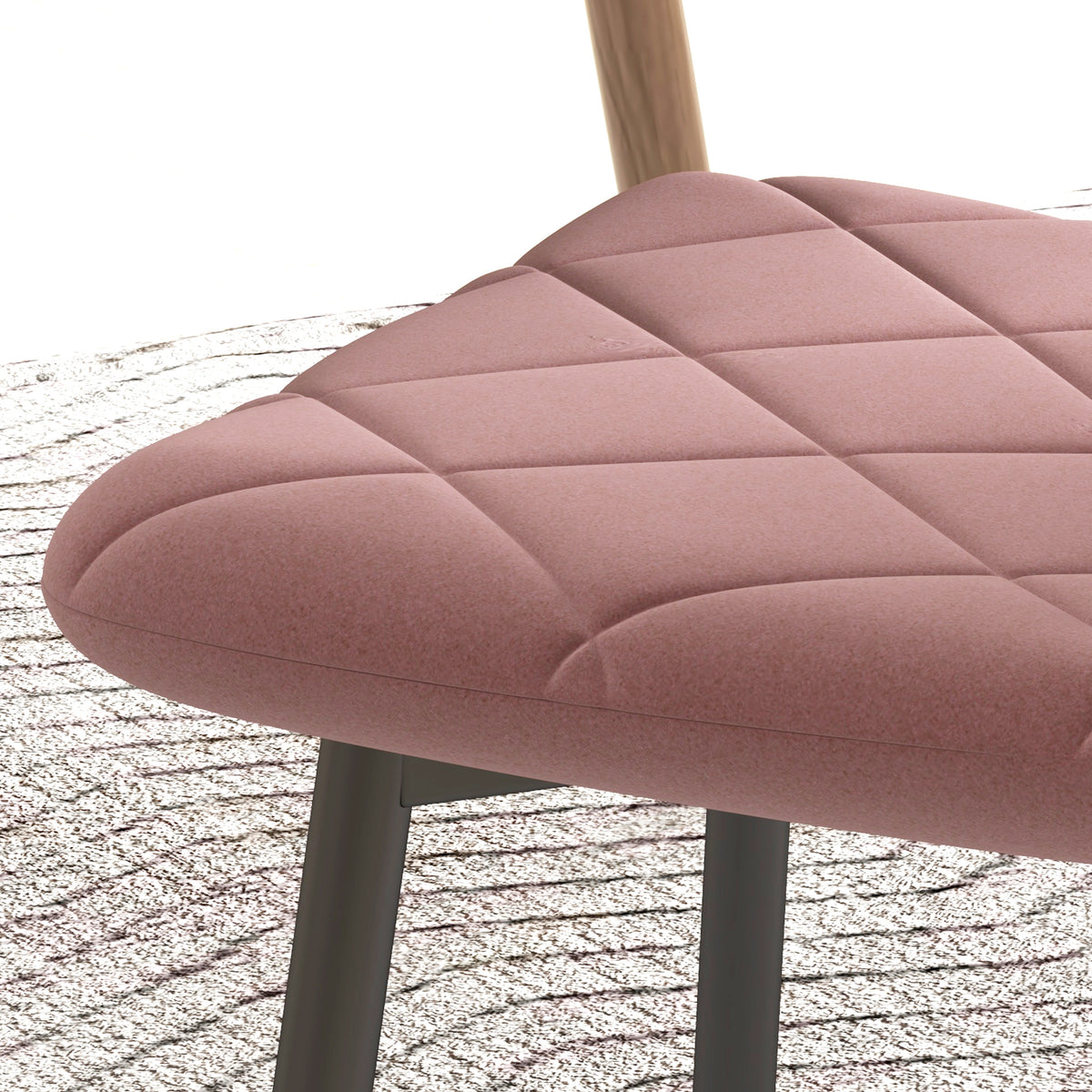 HOMCOM Esszimmerstühle 4er Set Küchenstuhl mit Rückenlehne, Samtoptik, Sessel 45 x 54 x 87 cm Rosa