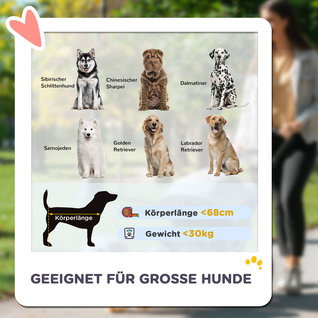 PawHut Hundewagen, Faltbarer Hundebuggy für große Hunde, Haustierwagen mit 4 Rädern, Sicherheitsleinen, Bremsen, Schwarz