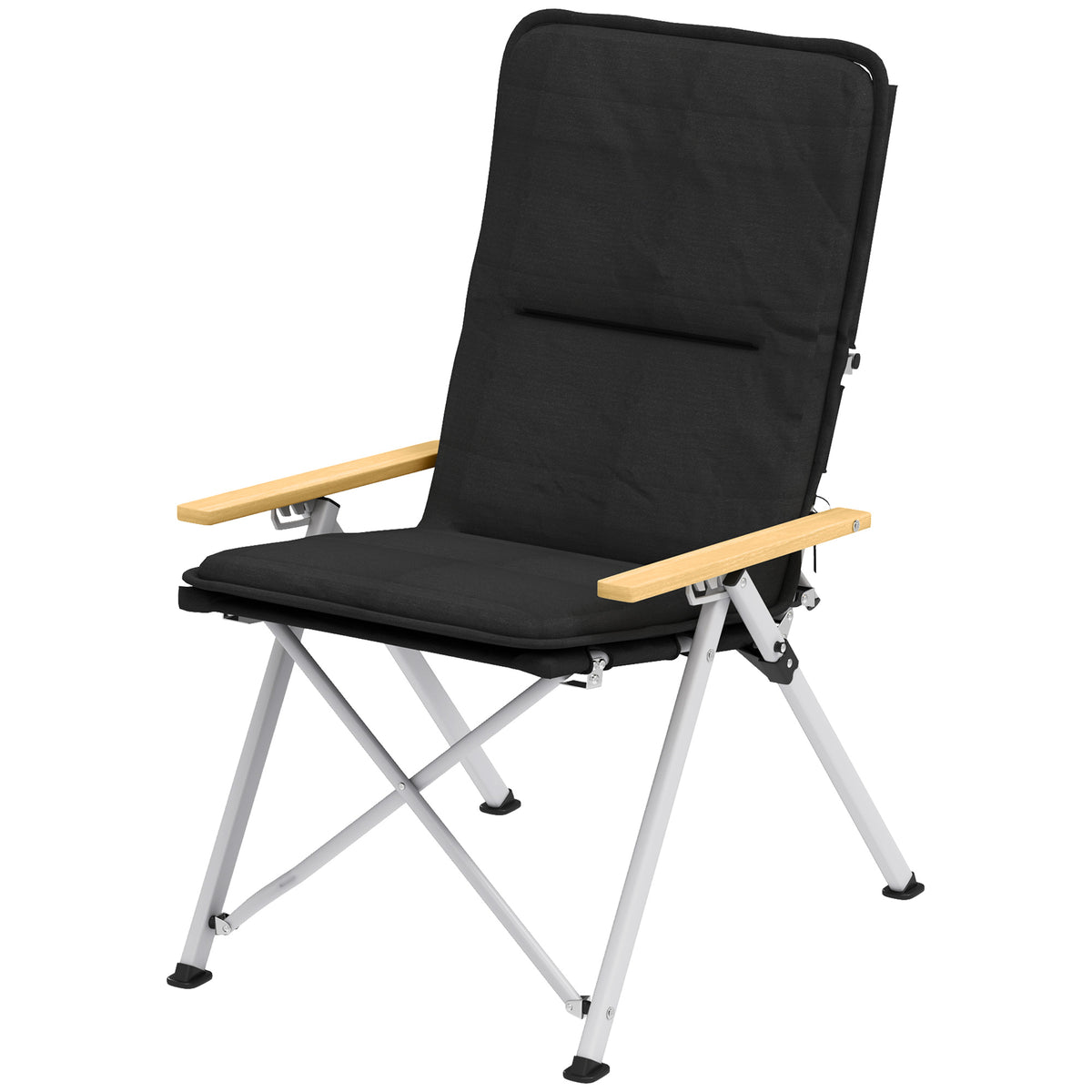 Outsunny Campingstuhl Angeln Klappstuhl, hohe Rückenlehne, abnehmbares Kissen und Transporttasche, 59x67x96cm, schwarz