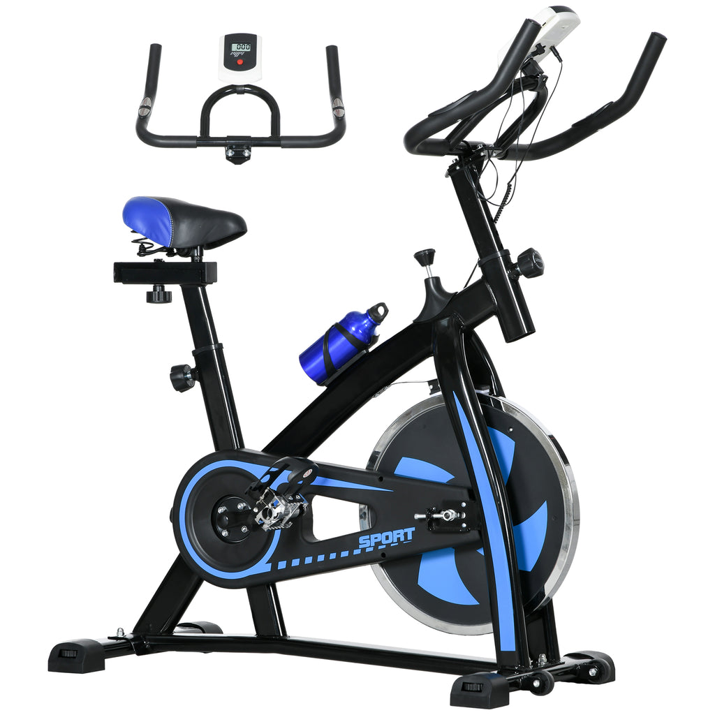 SPORTNOW Heimtrainer, leise, anpassbarer Widerstand, Pulssensor, Monitor, Blau
