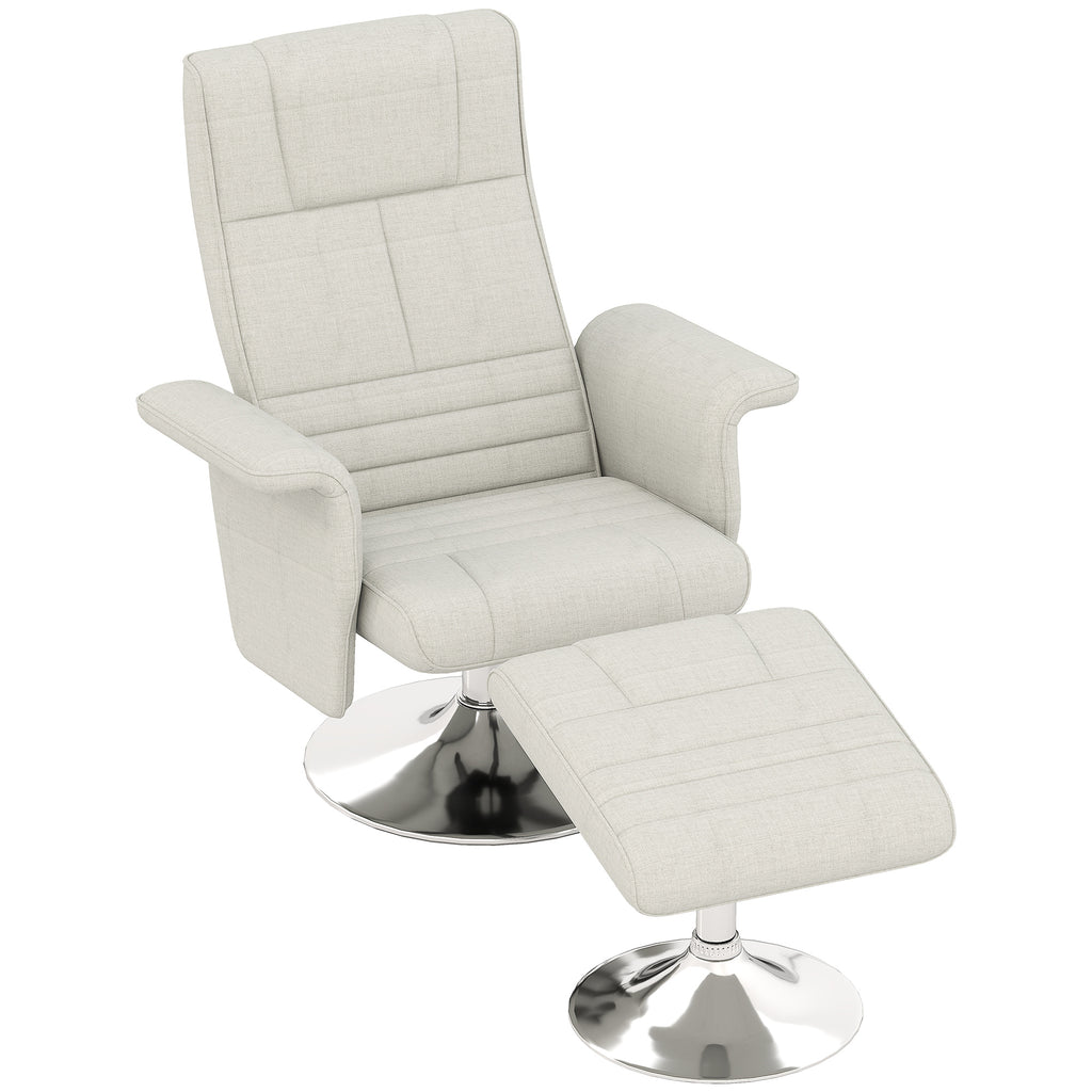 HOMCOM Massagesessel mit Hocker, neigbare Lehne, 78 x 95 x 88 cm, Creme