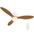 HOMCOM Deckenventilator mit einstellbarem Licht und Fernbedienung 115 cm, 3 Farben, 3 Flügel, 6 Geschwindigkeiten, Timer, Natur