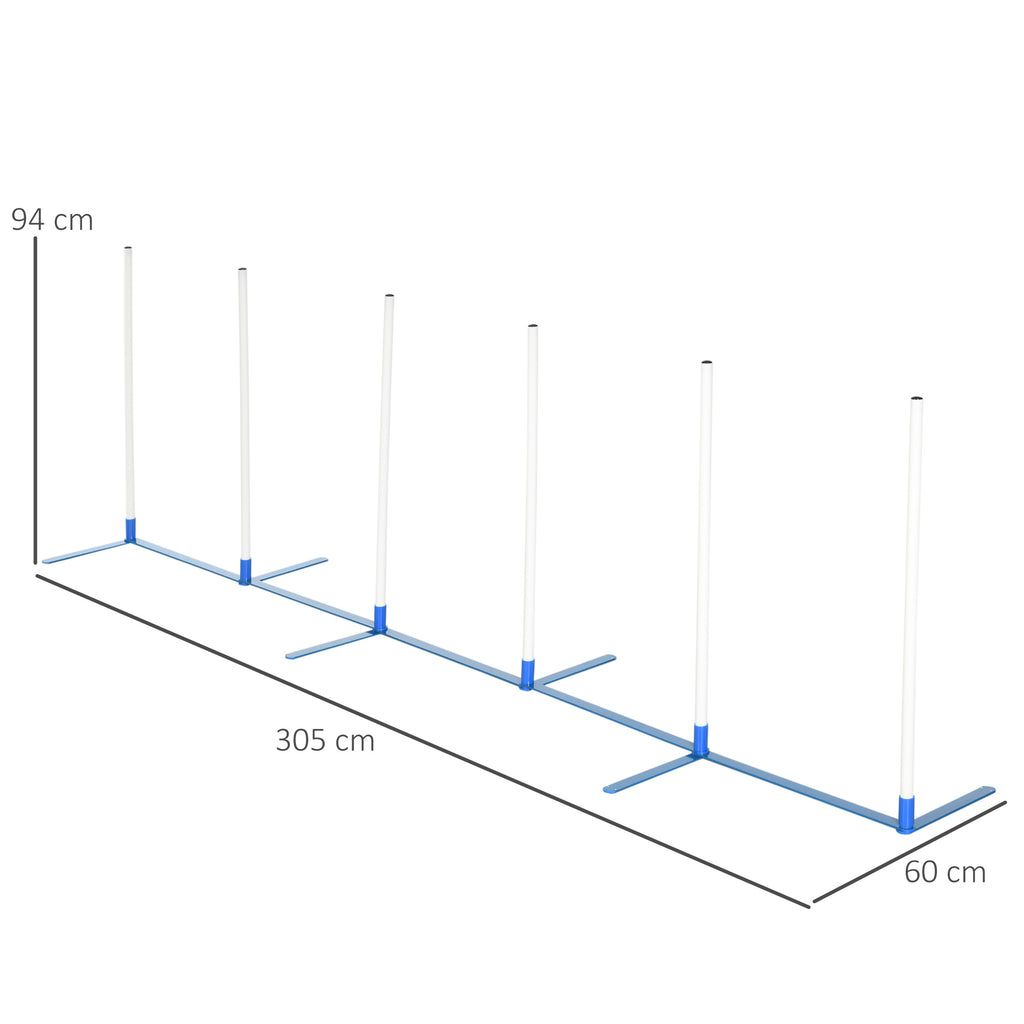 PawHut Agility Set Hunde 6-teiliges Agility-Ausrüstung für Hundetraining klappbar Steckhürdenset mit 6 Slalomstangen Tragetasche Trainingszubehör Koordinationstraining Agilityset für Spiele Training