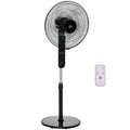 HOMCOM Standventilator mit Fernbedienung, Ventilator, Höhenverstellbarer Lüfter, 3 Geschwindigkeitsstufen, Verstellbarer Neigungswinkel, Metall, Schwarz, Ø44,5 x H110-124 cm