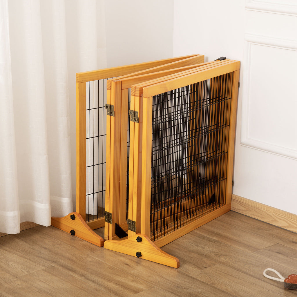 PawHut Absperrgitter für Hunde, klappbar, 432 x 36 x 70 cm, Kiefernholz, Gelb