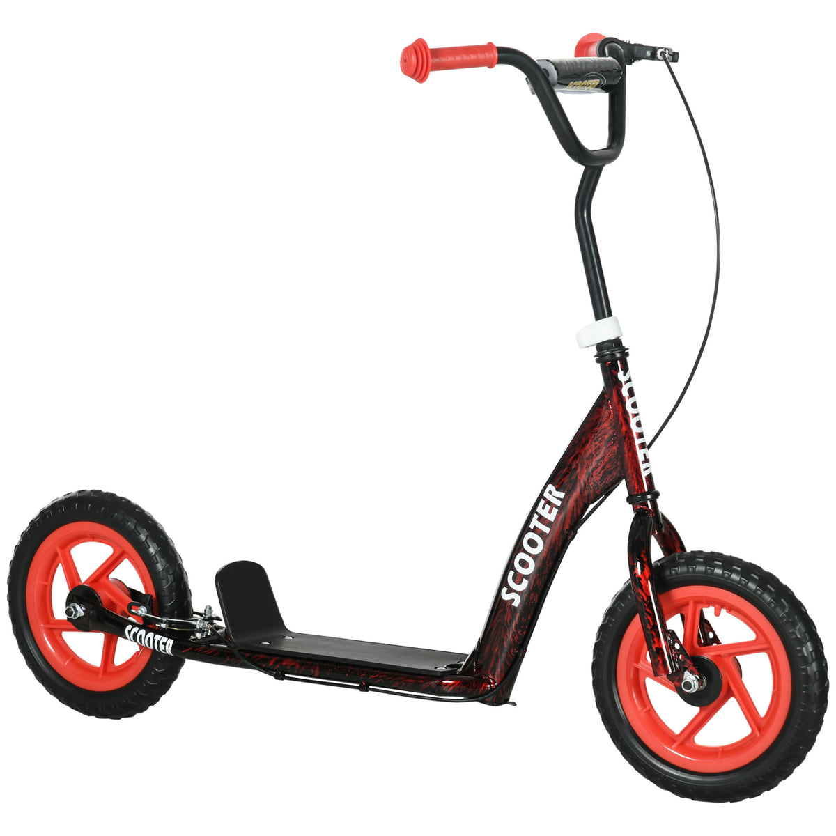 AIYAPLAY Kinderroller Roller Scooter für Kinder mit großen Rädern von 6 bis 12 Jahren höhenverstellbarer hinterer Bremse Ständer Rot