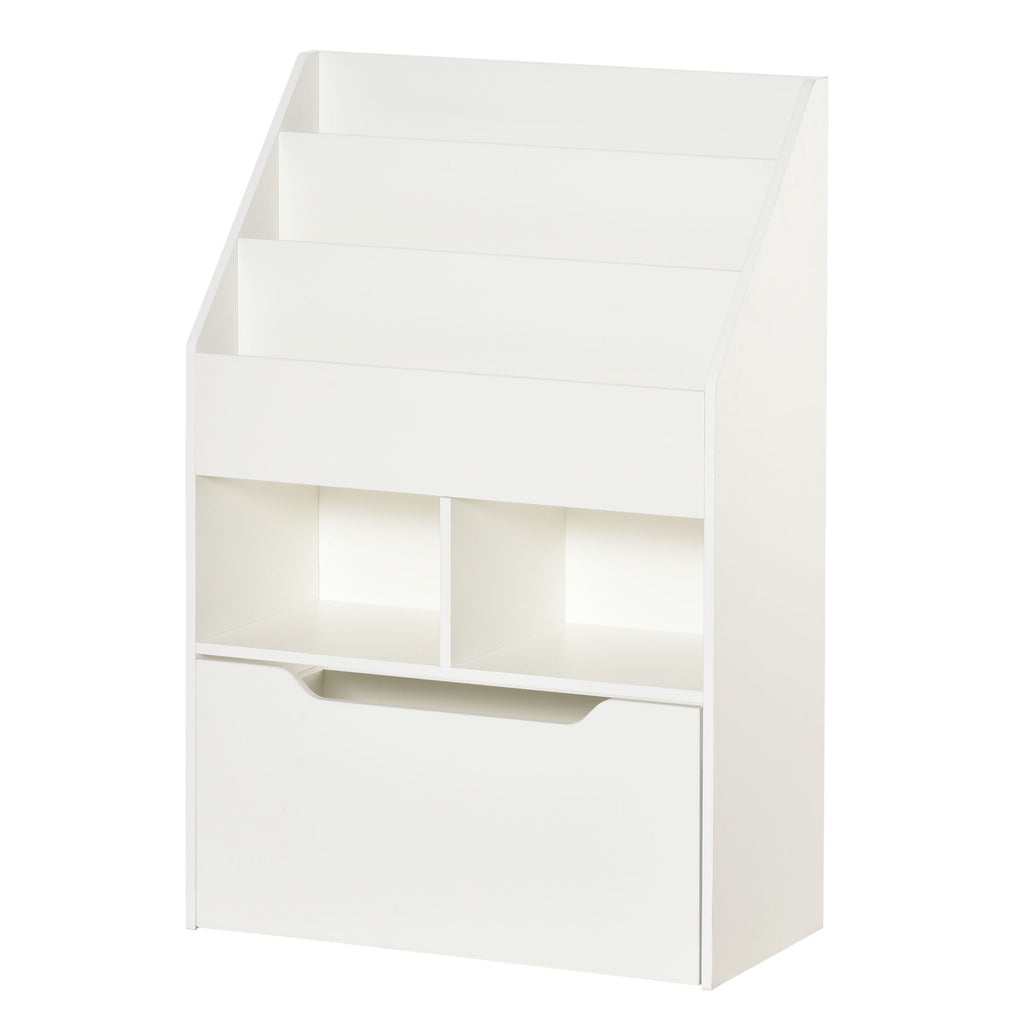 HOMCOM Kinderregal mit Schublade Standregal Bücherregal Dekoregal mit Fächer Weiß 60 x 29,9 x 90 cm