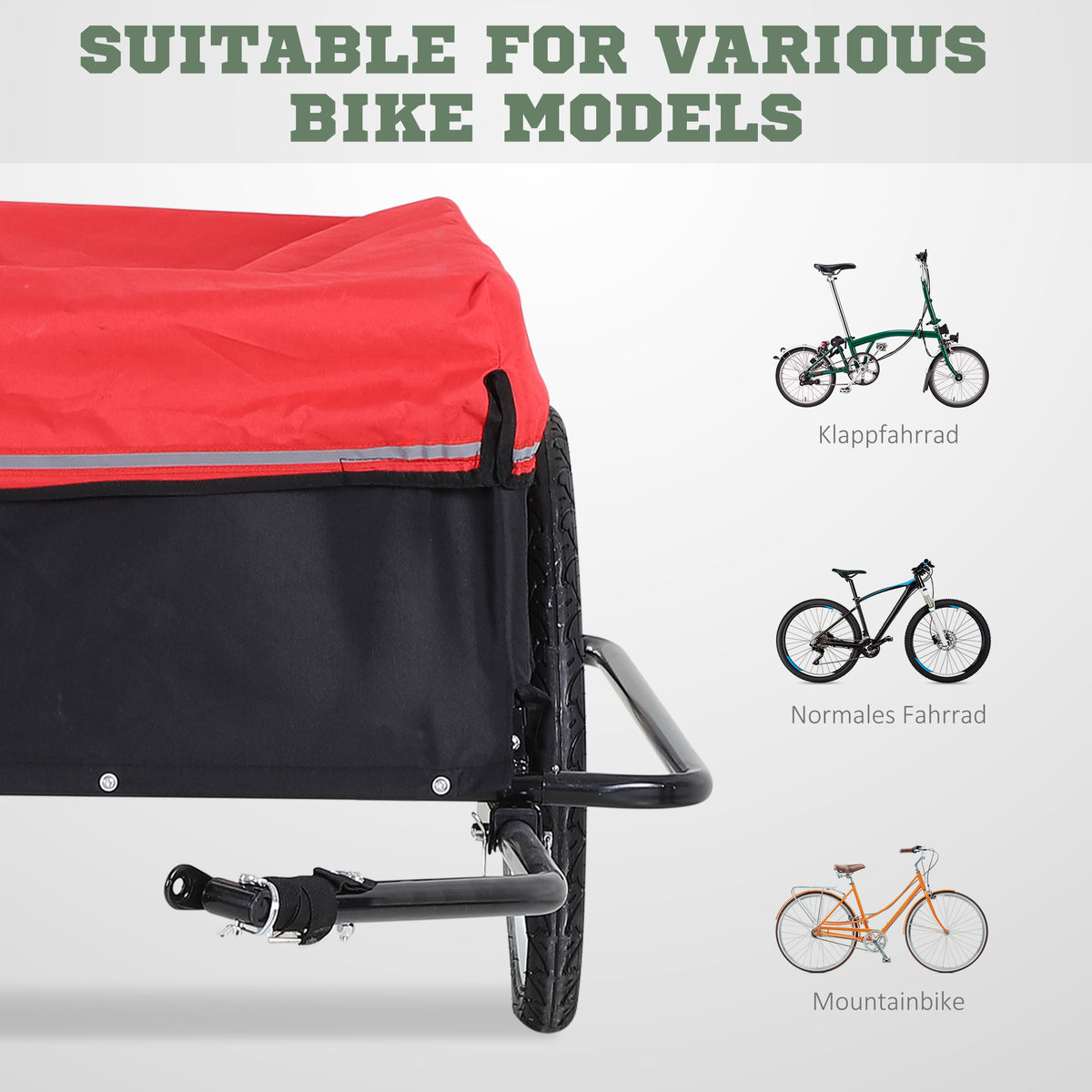 HOMCOM Fahrradanhänger Klappbar Lastenanhänger mit Kupplung,Transportwagen bis 40 kg belastbar, Transportanhänger Anhänger für Fahrrad Handwagen 140 x 88 x 60 cm