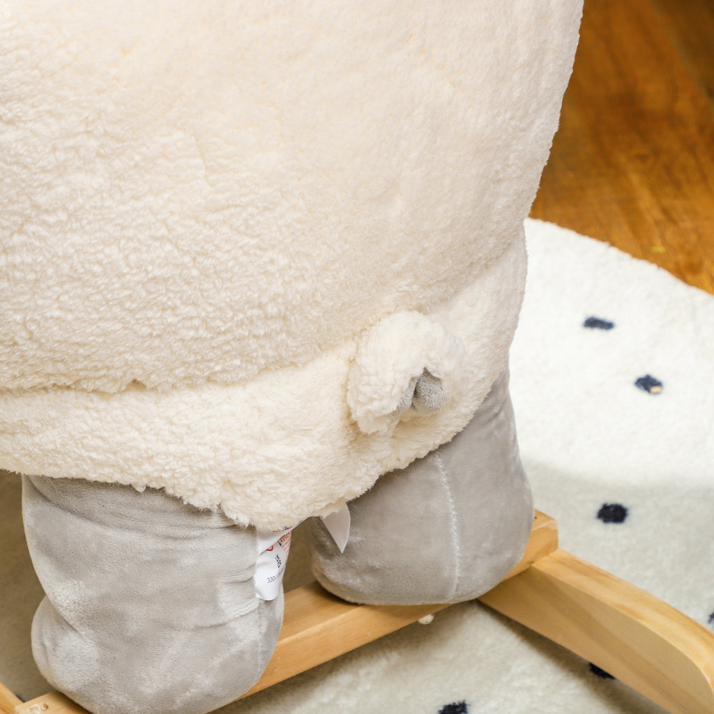 AIYAPLAY Schaukelpferd, niedliches Schaf, Sicherheitsgurt, Soundeffekte, 1,5-3 Jahre, bis 40 kg, Grau