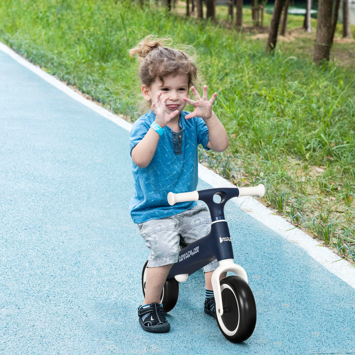 AIYAPLAY Laufrad für Kinder, Baby Laufrad, verstellbarer Sitz, 2 Räder ohne Pedale für Kinder 18-36 Monate bis zu 25 kg blau