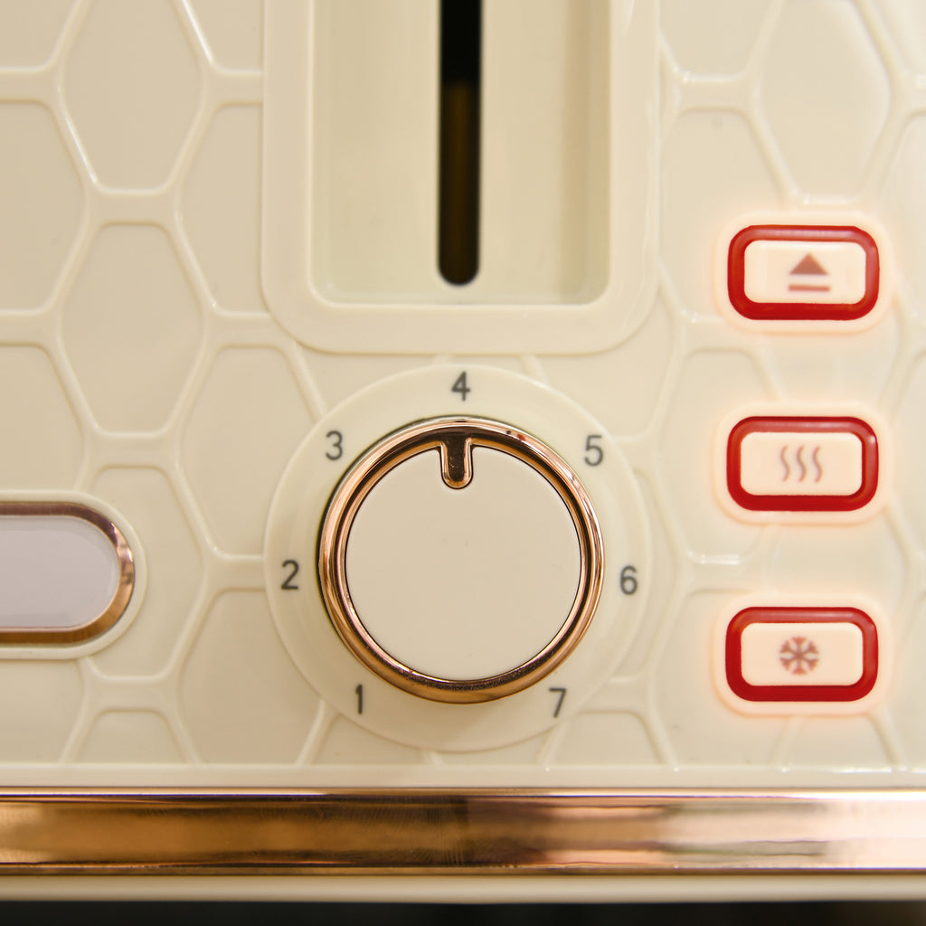 HOMCOM 2-in-1 Küchenset, Toaster und Wasserkocher, mehrere Optionen, 1,7 L, 4 Toastscheiben gleichzeitig, Kunststoff, Beige
