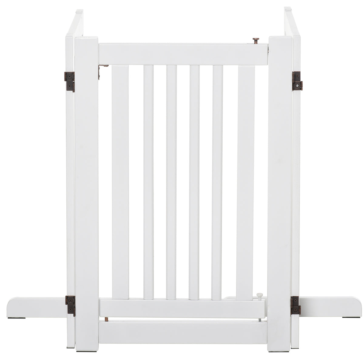 PawHut Absperrgitter Holz Freistehendes Schutzgitter für Hunde Türschutzgitter Verstellbares Hundegitter Treppengitter mit Füßen klappbares Kamingitter für Ofen Weiß 155 x 1,5 x 76 cm