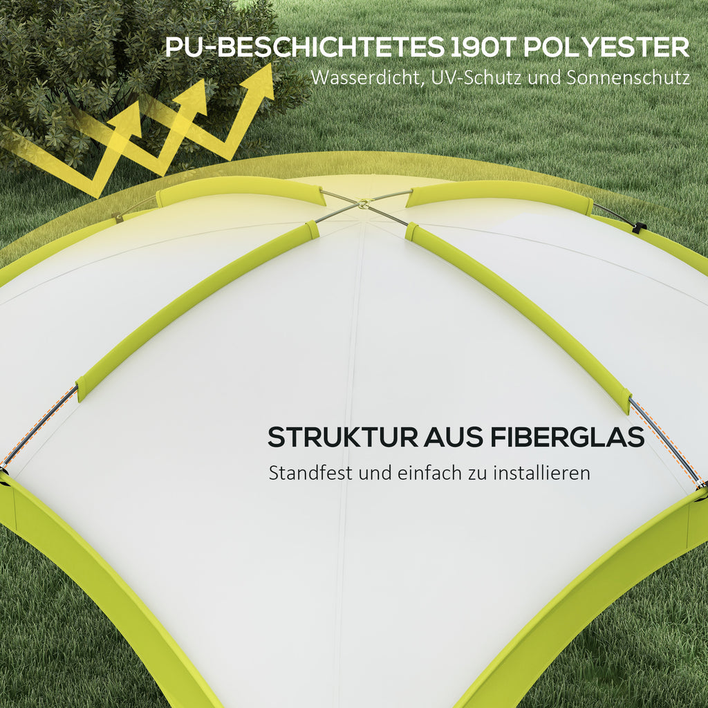 Outsunny Event Shelter 3,5 x 3,5m Pavillon mit Haken Tür Wasserabweisend winterfest Gartenpavillon Grün