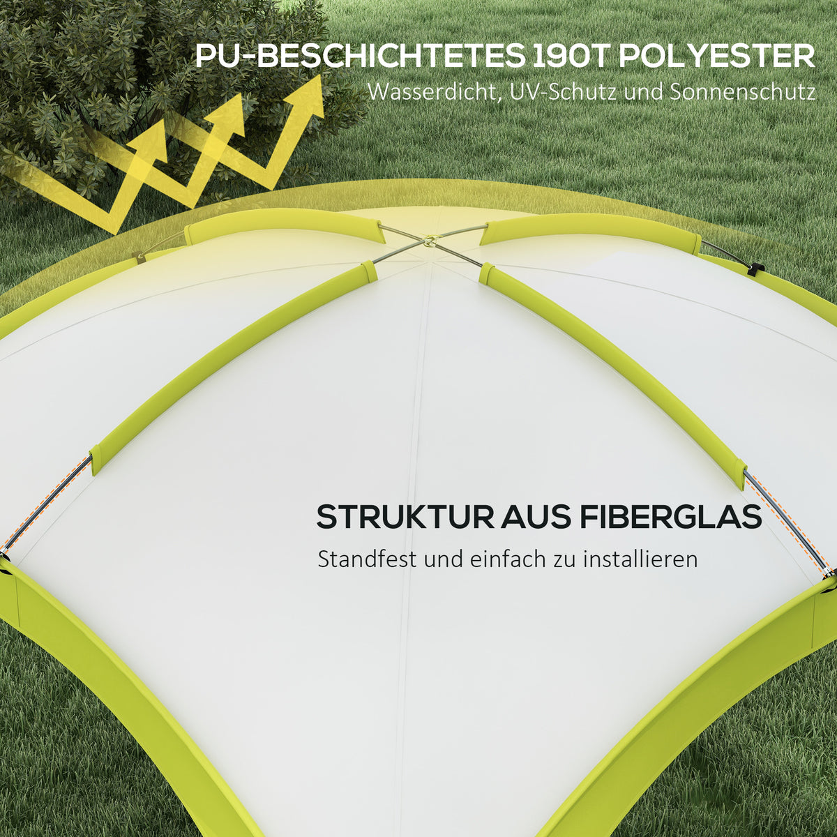 Outsunny Event Shelter 3,5 x 3,5m Pavillon mit Haken Tür Wasserabweisend winterfest Gartenpavillon Grün