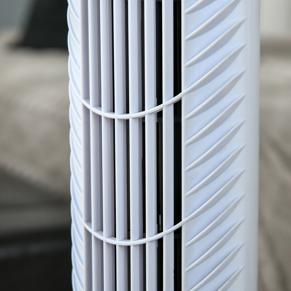 HOMCOM Leiser schwenkbarer Säulenventilator 40 W Fernbedienung Touchpanel 3 Geschwindigkeiten Höhe 91,5 cm Weiß