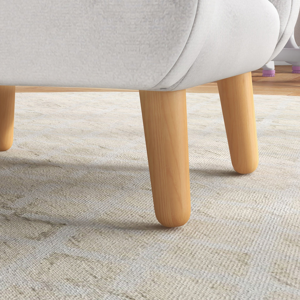ZONEKIZ Kindersessel im skandinavischen Design mit weichem Komfort, schrägen Beinen und Stoff in Wolkenform 46 x 51 x 55 cm weiß