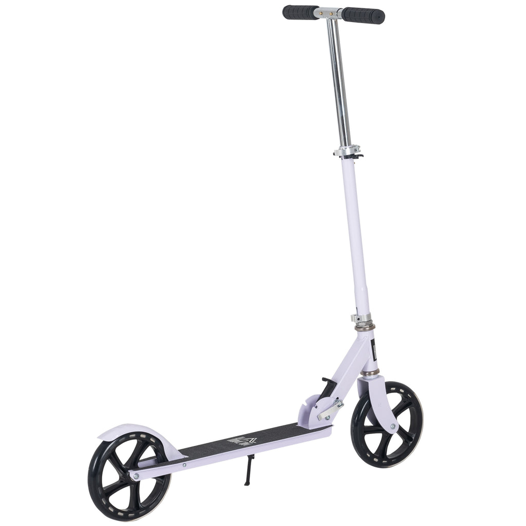 HOMCOM Kinderroller Klappbar Höhenverstellbarer Lenker in 4 Stufen hintere Reibungsbremse für Kinder Jugendliche max. 100KG Abmessungen 88L x 37B x 75-100H cm Weiß