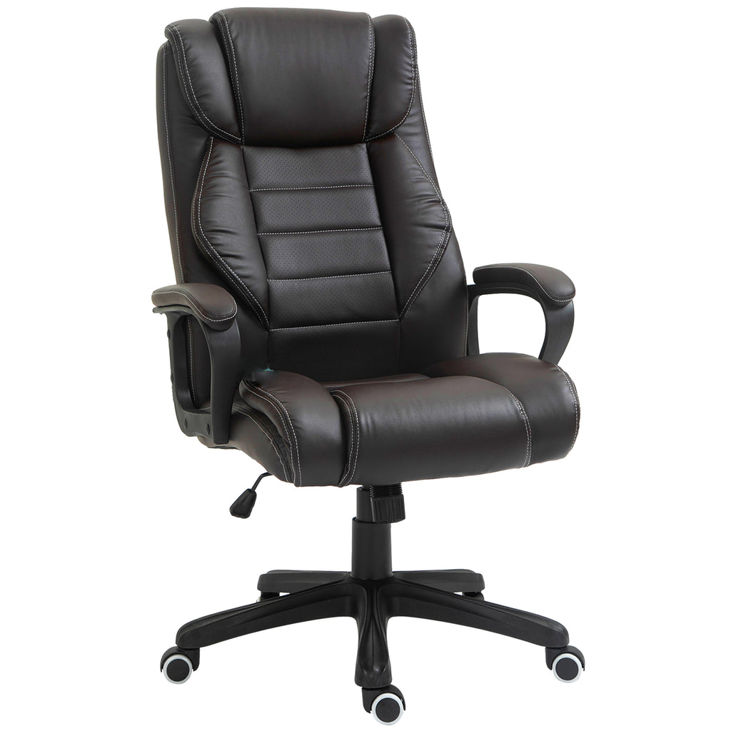 Vinsetto Bürostuhl mit Massagefunktion, höhenverstellbarer Chefsessel, ergonomischer Drehstuhl, 6 Vibrationspunkte, Braun