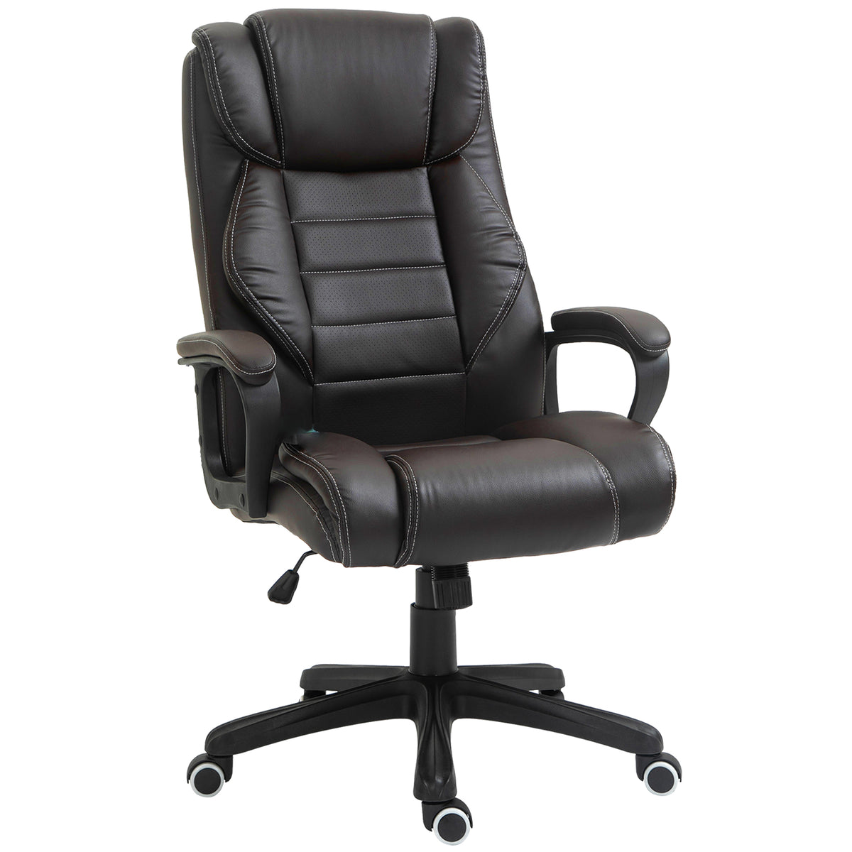 Vinsetto Bürostuhl mit Massagefunktion, höhenverstellbarer Chefsessel, ergonomischer Drehstuhl, 6 Vibrationspunkte, Braun