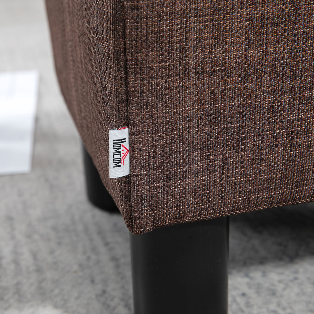 HOMCOM Hocker mit Stoffbezug in Leinenoptik, bis 110 kg, braun, 40 x 30 x 24cm