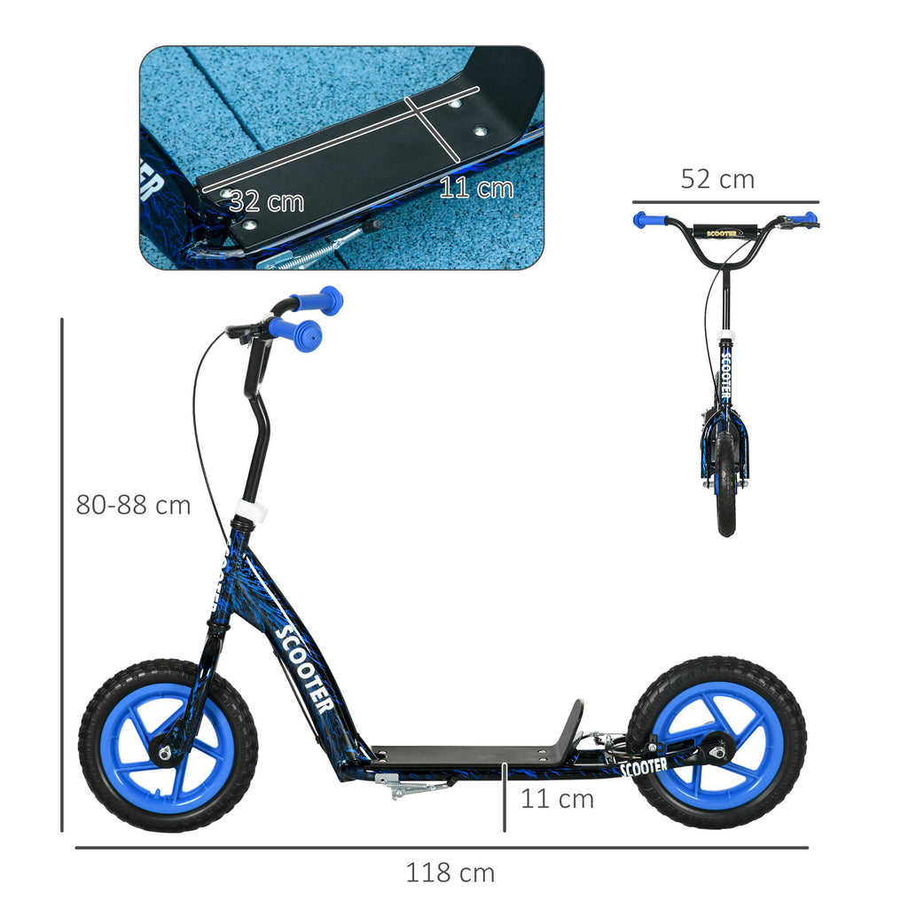 AIYAPLAY Kinderroller Scooter mit großen Rädern, höhenverstellbar, hintere Bremse, Ständer, blau